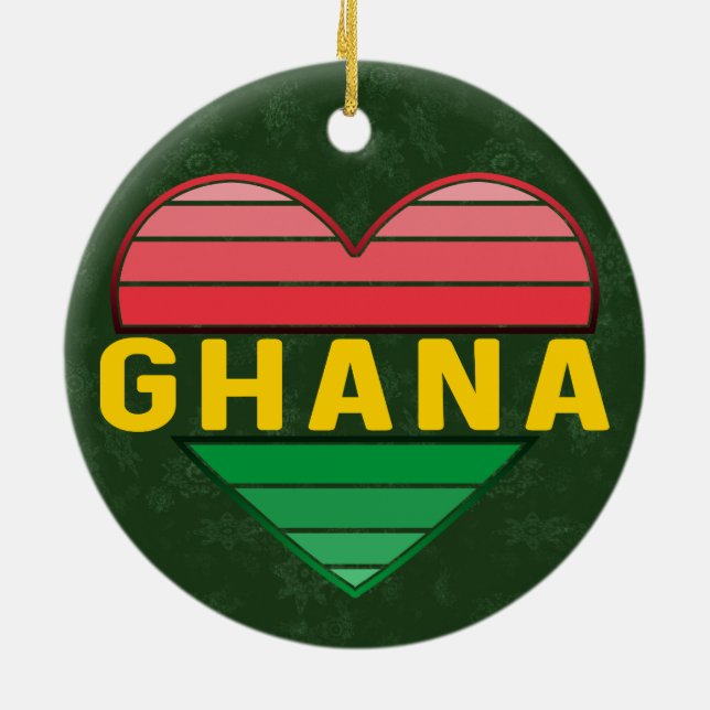 I Love Ghana, Ghanaian Heart Ceramic Ornament (Back)