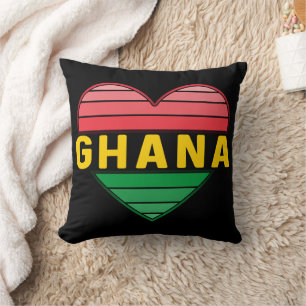 I Love Ghana, Ghanaian Heart Throw Pillow