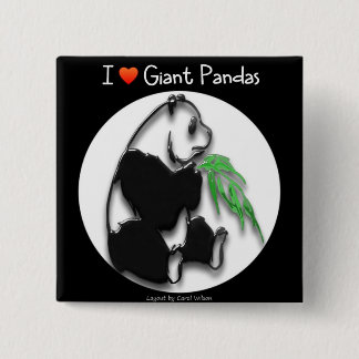 I LOVE GIANT PANDAS 2 INCH SQUARE BUTTON