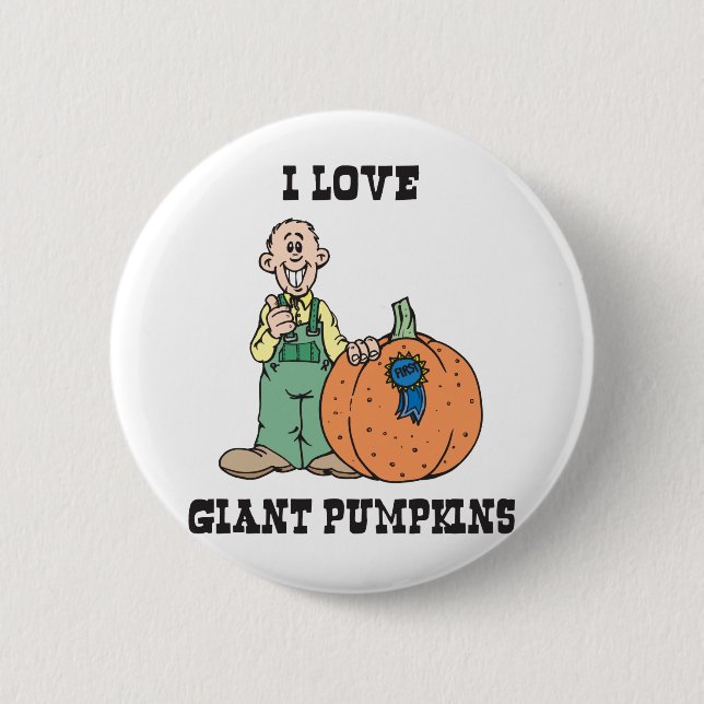 I Love Giant Pumpkins 2 Inch Round Button (Front)