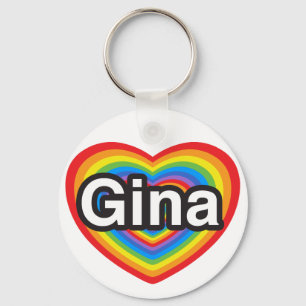 I love Gina. I love you Gina. Heart Keychain