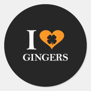 I Love Gingers Heart Shamrock Redhead Lover Shirt  Classic Round Sticker
