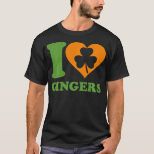 I Love Gingers Heart Shamrock Redhead Lover St Pat T-Shirt