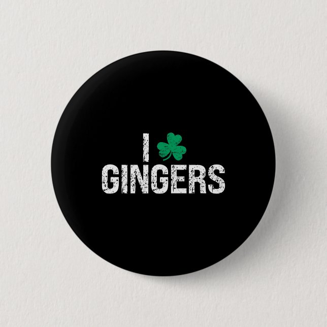 I Love Gingers Redhead Shamrock Clover St. Patrick 2 Inch Round Button (Front)