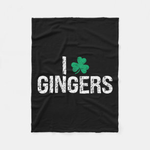 I Love Gingers Redhead Shamrock Clover St. Patrick Fleece Blanket