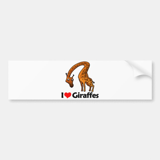 I Love Giraffes Bumper Sticker (Front)