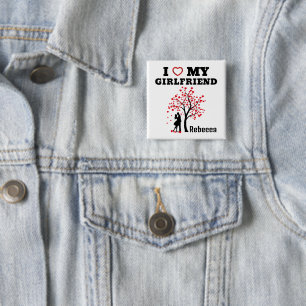 I Love Girlfriend 2 Inch Square Button