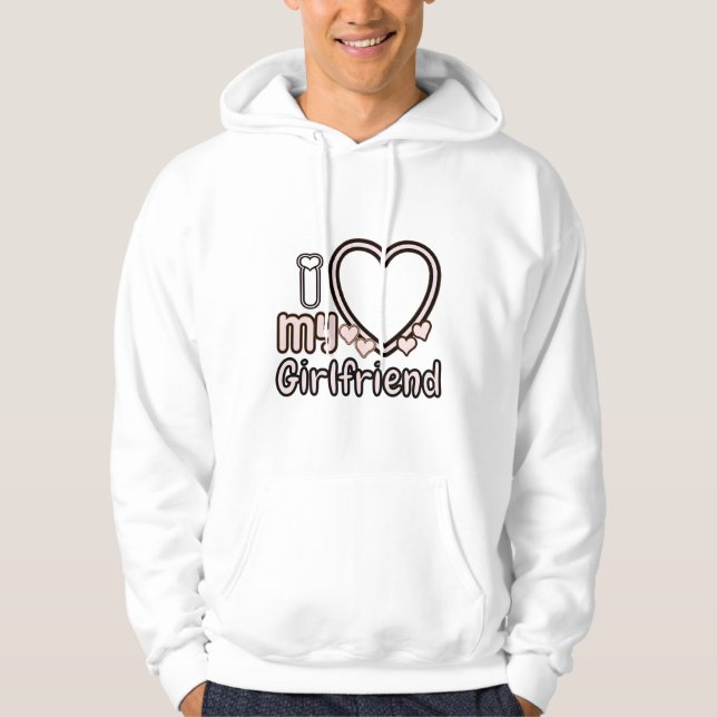 I Love Girlfriend Sweat - shirt à capuche personna (Devant)