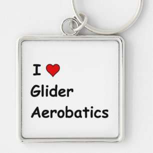 I Love Glider Aerobatics Keychain
