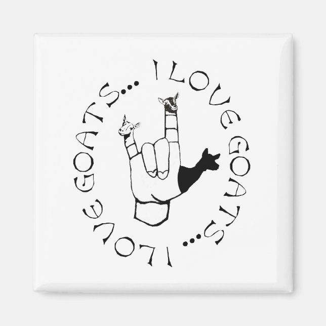 I Love Goats ASL Sign Language Hand Symbol Magnet (Front)