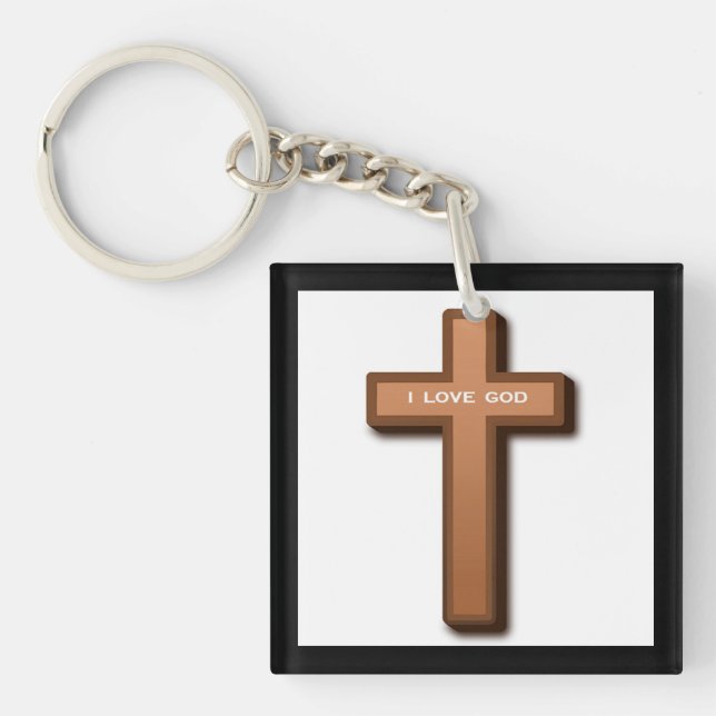 "I LOVE GOD" CROSS KEYCHAIN (Front)