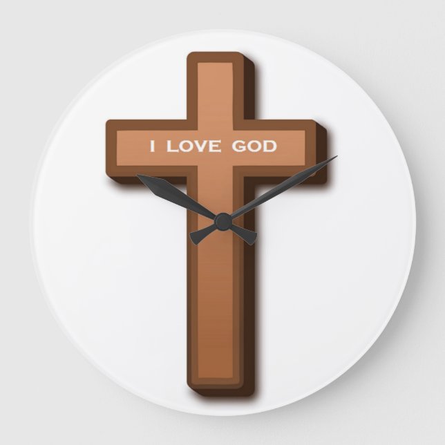 "I LOVE GOD" CROSS LARGE CLOCK (Front)
