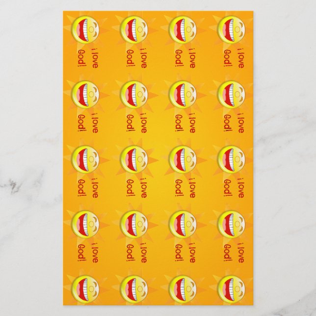 I Love God Sun Stationery (Front)