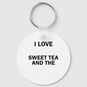 I Love God Sweet Tea And The Sec Southern Footll  Keychain