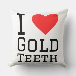 I love gold teeth throw pillow