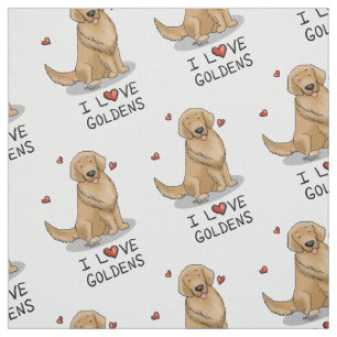 I Love Goldens - I Love Golden Retrievers Fabric