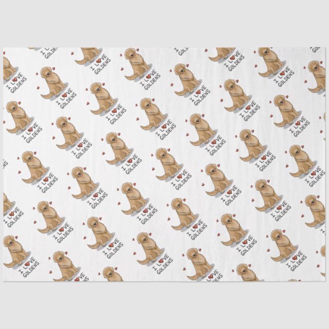 I Love Goldens - I Love Golden Retrievers Tissue Paper (Front)