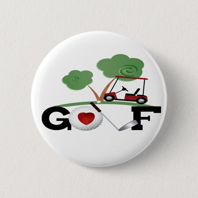 I Love Golf 2 Inch Round Button (Front)