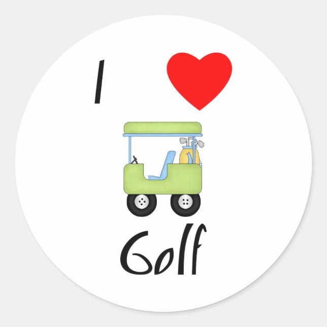 I Love Golf (4) Classic Round Sticker (Front)