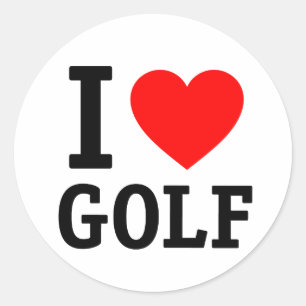I Love Golf Classic Round Sticker