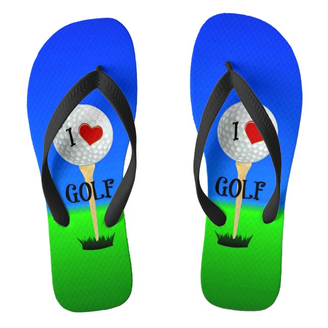 I Love Golf Flip Flops (Footbed)