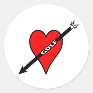 I Love Golf Heart Classic Round Sticker