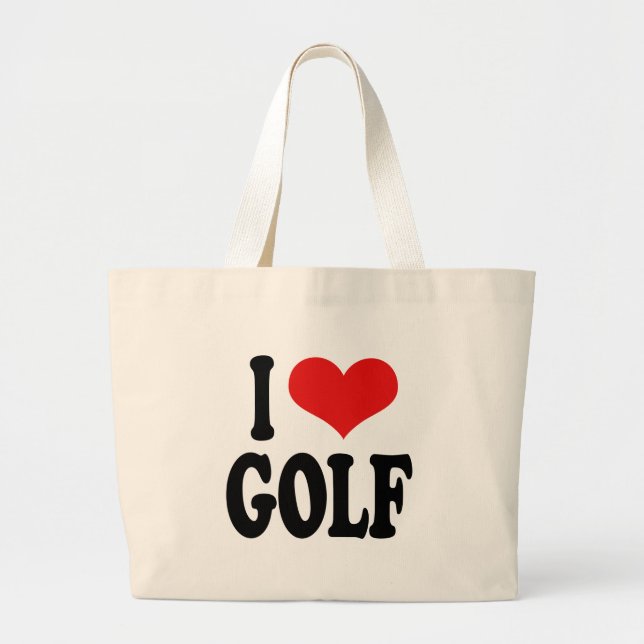 I Love Golf Large Tote Bag (Front)
