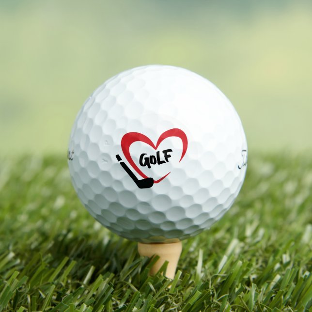 I Love Golf, Name of Loved One, Heart Custom Text Golf Balls (Insitu Tee)