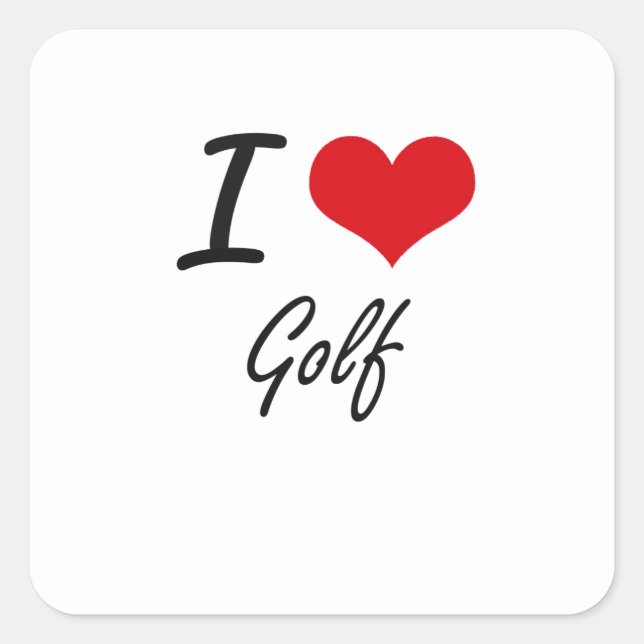 I love Golf Square Sticker (Front)