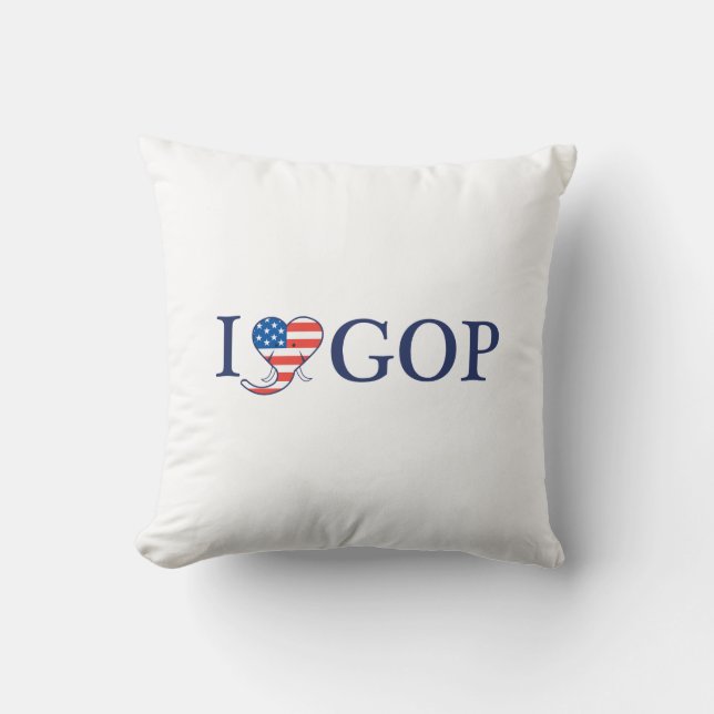 "I Love GOP" 16" x 16" Pillow. Throw Pillow (Front)