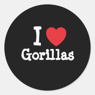 I love Gorillas heart custom personalized Classic Round Sticker