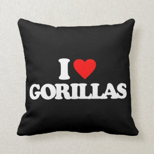 I LOVE GORILLAS THROW PILLOW
