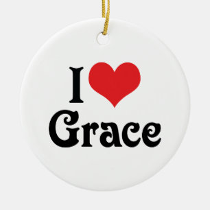 I Love Grace Ceramic Ornament