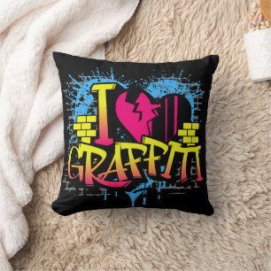 I Love Graffiti – Urban Street Art Throw Pillow