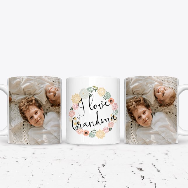 I Love Grand-mère Custom Photo Mug (Créateur téléchargé)