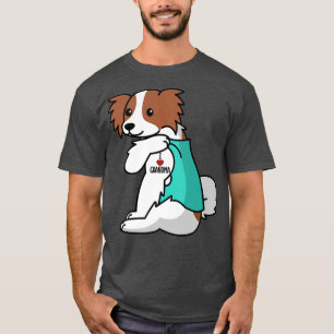 I Love Grandma Tattoo Papillon Grandmother Dog  T-Shirt