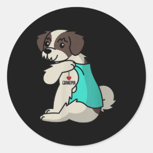 I Love Grandma Tattoo Shih Tzu Grandmother Dog  Classic Round Sticker