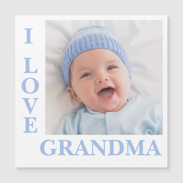 I Love Grandma Typographie Photo Carte magnétique (Devant)