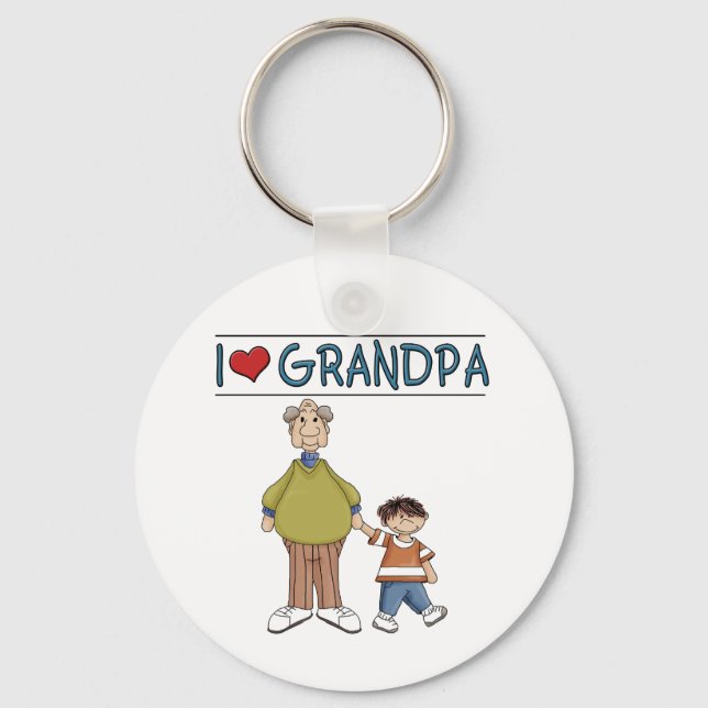 I Love Grandpa Brown Haired Boy Keychain (Front)