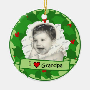 I Love Grandpa Ceramic Ornament