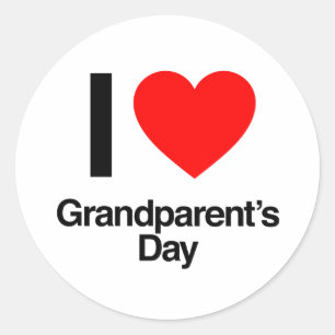 i love grandparent's day classic round sticker