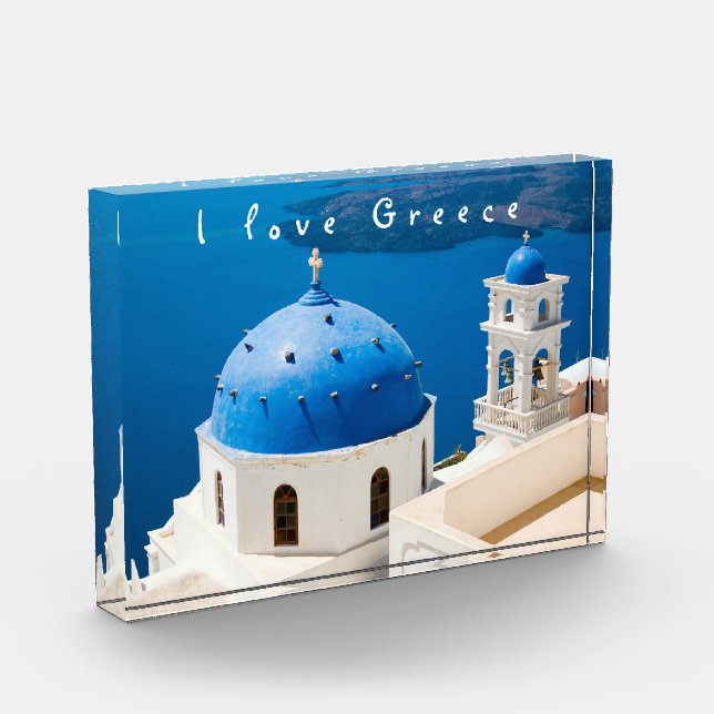 I love Greece Church Santorini blue photo and text (Left)