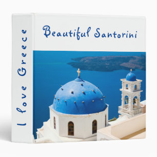 I love Greece Church Santorini blue photo and text Binder