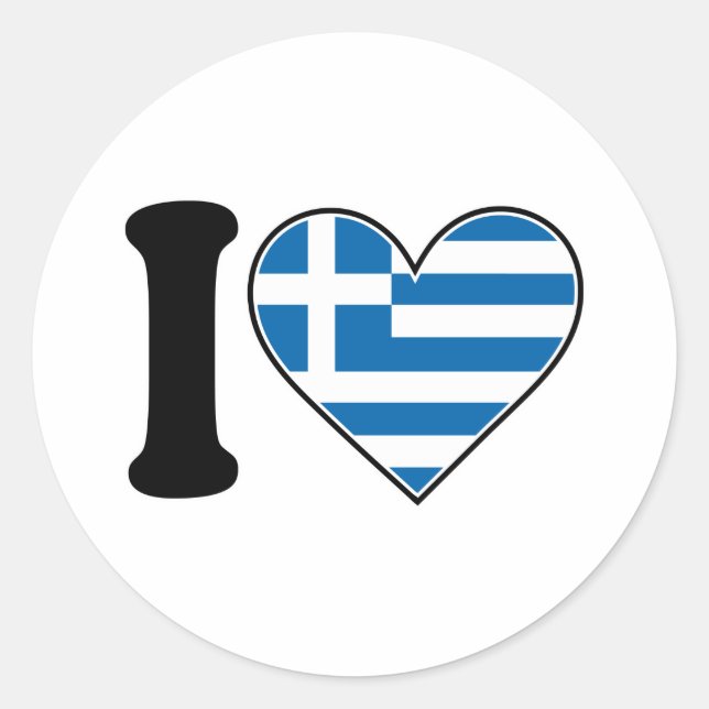 I Love Greece Classic Round Sticker (Front)
