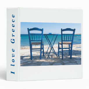 I love Greece taverna photo blue and white Binder