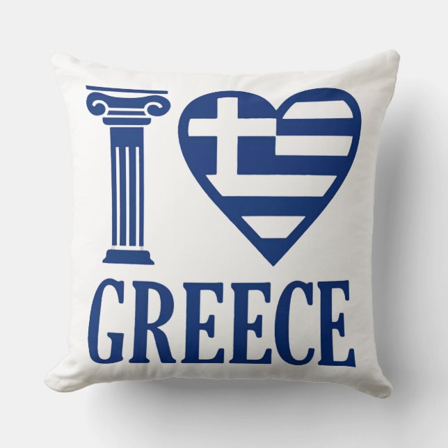 I love Greece Throw Pillow (Front)