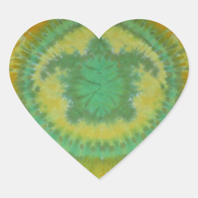 I Love Green Turtles Tie Dye Phat Dyes Heart Sticker (Front)