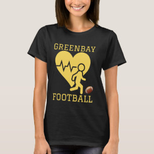 I Love Greenbay Football Mom Girls Football Heart  T-Shirt
