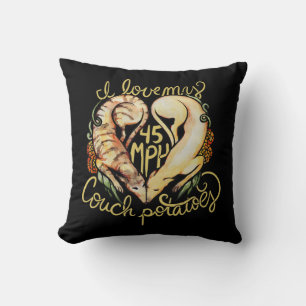 I love greyhounds cute 45 MPH Couch potatoes Throw Pillow