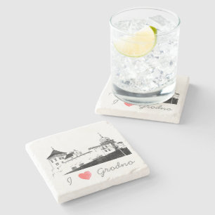I Love Grodno Belarus Architecture Castle Stone Coaster